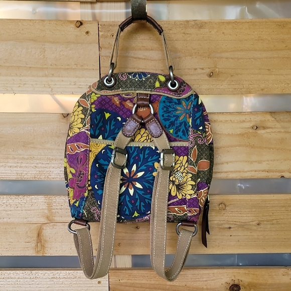 Fossil Bag/Backpack Bag. Vibrant Colorful Bag Leather & Canvas - Picture 2 of 15